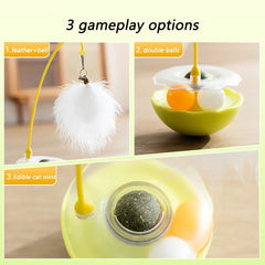 Funny Tumbler Cat Toys for Bite Resistant Removable Turntable Plush Feathers Cat Toy Interactive Cat Teasing Stick Pet Shop