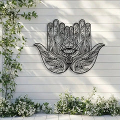 Hamsa Hand Wall Decor Metal Sculpture Evil Eye Spiritual Art Deco Rustproof Home