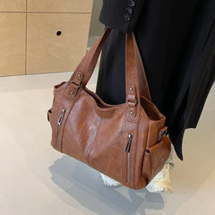 High Quality PU Shoulder Bag for Women – Contrast Zipper Style