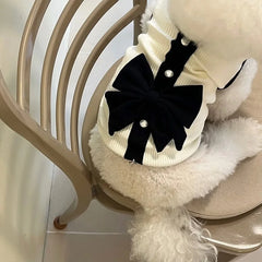 Luxury Dog Dress for Small Dogs Summer Puppy Clothes Bow Lace Dog Skirt Black White Dog T Shirt Girls Dog Costume Chihuahua Vest Pet Shop Pet Clothing
