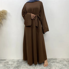 New Muslim fashion Abaya women's dress sold in Dubai in the Middle East Arab net color Islamic dress robe lace long dress