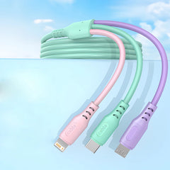 3 In 1 Fast Charging Cable For iPhone15 14 13 12 11 X Pro Max Micro USB Type-C Phone Charger USBC Data Cable