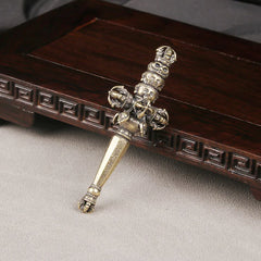 Brass Tibetan Vajra Staff Handle Piece Tibetan Style Artifact Vajra Pestle Heavenly Staff Ornament Piece Bronze Ware