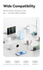 Baseus 10000mAh Power Bank 22.5W Built-In Dual USB-C Cable Thinner Fast Charging for iPhone 17 Pro Max Samsung S25 Xiaomi Poco