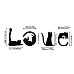 Black Cat Wooden Wall Art – Love-Themed Home Decor for Cat Lovers
