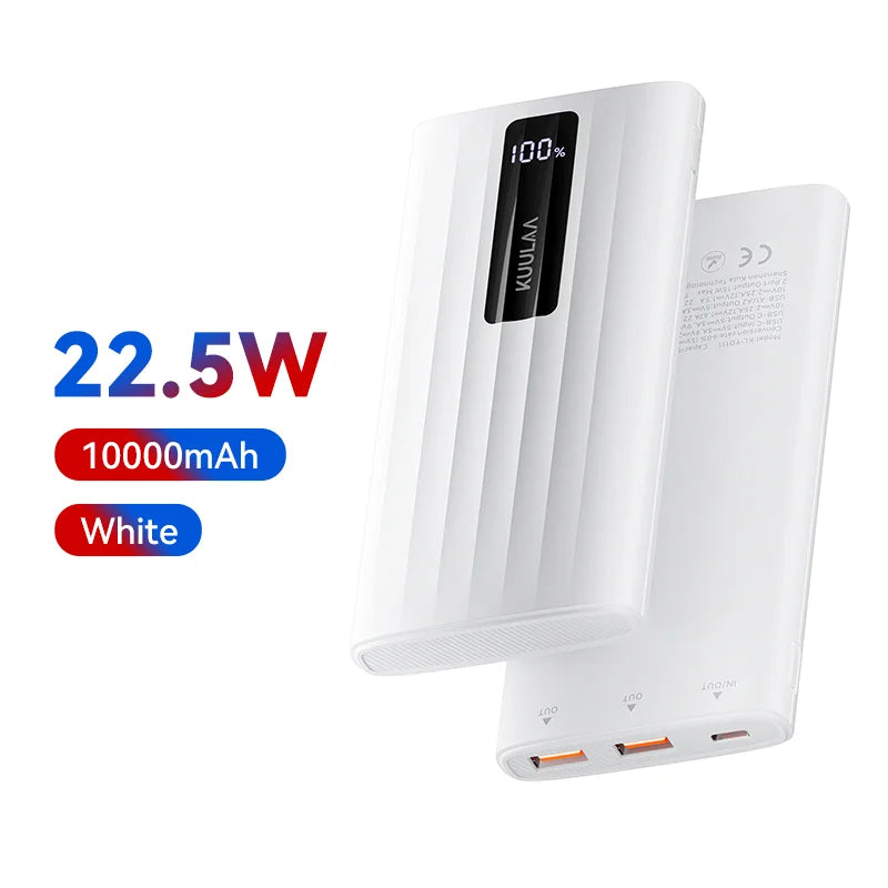 KUULAA Power Bank 10000mAh 22.5W PD Fast Charging Portable Charger External Battery For iPhone 17 16 15 Samsung Huawei Powerbank