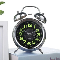Super Loud Alarm Clock Metal Twin Bell Alarm Clock with Night Light Retro Bedside Clock Silent Table Desk Clocks for Home Bedroo