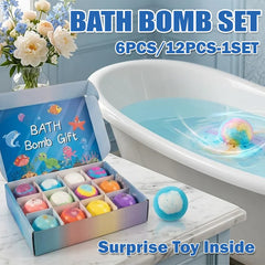 Children’s  Bath Bombs Set Bath Gift with Hidden Toys Safe Ocean Bubble Bath Perfect for Sensory Play Bathtime Fun