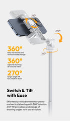 Ulanzi TT88 1.44M Overhead Selfie Stick Phone Tripod with Magnetic Clamp Wireless Remote Extension Tripod for LiveStreaming Vlog
