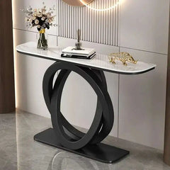 Luxury tablet computer console table Italian semi-circular iron entrance cabinet table Console Tables Creative corridor end view