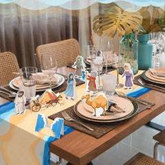 VIKAMA Passover Tablecloth Jewish holiday decoration, suitable for Passover Seder ceremonies, featuring Star of David motif