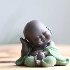 Ceramic Maitreya Buddha Tea Figurine – Zen Monk Decor Decorative accessories