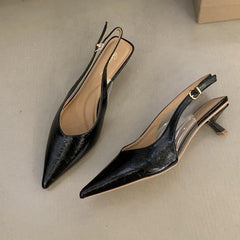 Bailamos Women Sandals Pointed Toe Elegant Low-heels Shoes Summer Fashion Slingback Woman Mules Shoes Pumps Dress Shoes