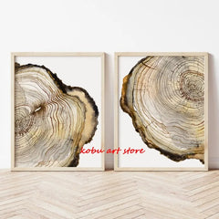 Tree Ring Wood Slice Posters and Prints Tree Stump Canvas Painting Modern Nature Wall Art Pictures for Farmhouse Room Home Decor