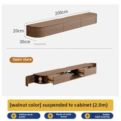 Solid Wood Suspended TV Stand Creative Wall-mounted Storage TV Cabinet Living Room Furniture Home Designer Center Table h