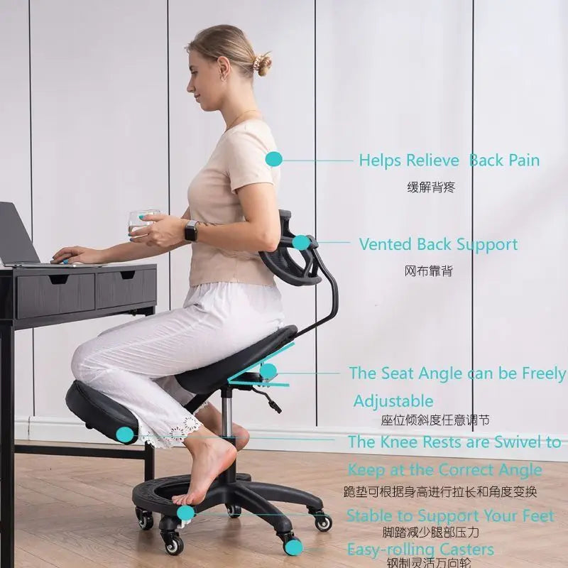 Ergonomic Kneeling Chair Stool Home Office Chair Improve Body Sitting Posture Knee Computer Chairs Seat W/ Wheels Student Adult Office Furniture