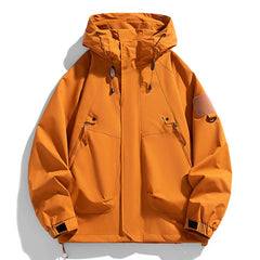 Men's Windbreakers Men Hooded Jacket Zipper Coat Cargo Waterproof Black Bomber Camping Loose Thin Softshell Hooded Hiking Jacket