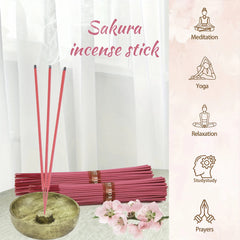 Natural Sweet Cherry Blossom Scented Sticks | Handmade Rolled Cherry Blossom Incense| 25.5cm | Lasting Floral Scent,