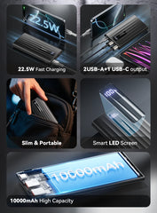 KUULAA Power Bank 10000mAh 22.5W PD Fast Charging Portable Charger External Battery For iPhone 17 16 15 Samsung Huawei Powerbank