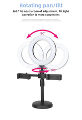 Smartphone Mobile Stand For Cell Phone Holder With LED Ring Light Dual Position For Professional Live Streaming Video Record