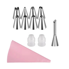 Silicone Piping Bags and Tips Set Cake DIY Decorating Kit with Stainless Steel Nozzle Reusable Silicone Pastry Baking tool Cooking Essentials, Kitchen Tools