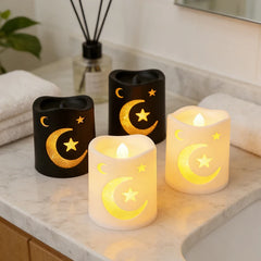 Creative Eid Mubarak Candle Lamp Islamic Ramadan Crescent Moon and Star Night Light Muslim Party Decor Eid Party Supplies
