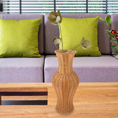 Imitation Rattan Floor Vase Tall Decorative Woven Plastic Vase for Home Flowers Wedding Photo Prop Simple Natural Style