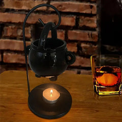 Hanging Witch Cauldron Oil Burner Witch Caldron Pot Candle Holder Smudging Incense Burning Essential Oil Diffuser for Home Decor