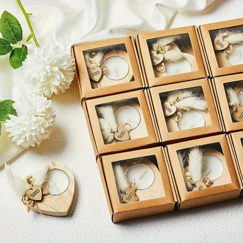 1pcValentine's Day Heart Candle Proposal Engagement Wedding Anniversary Party Table Decoration Wooden Mini Candle Holder Home Decor