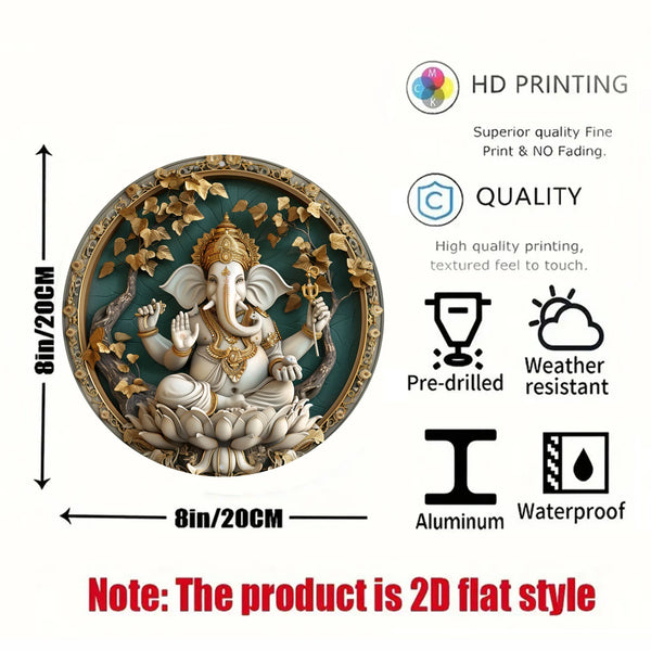 Weather-Resistant Vintage Ganesha  Wall Hanging Sign 1pc | 2D Flat, No Electricity Needed and Party Decor, Indian Home Deco