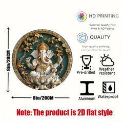 Weather-Resistant Vintage Ganesha  Wall Hanging Sign 1pc | 2D Flat, No Electricity Needed and Party Decor, Indian Home Deco