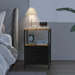 Bedside Table with 2 Fabric Drawers for Small Spaces Bedroom Furniture