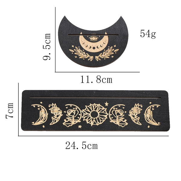 2pcs/set Wooden Tarot Card Display Stand Holder Sun Moon Phase Altar Base Witchcraft Magical Ritual Divination Meditation Tools