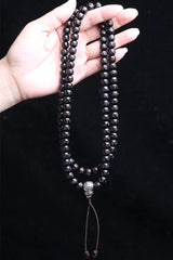 Natural Ebony Tibetan Prayer Turning Wheel Six-Character 8Mm 108 Beads Mara Necklace Rosary Beads