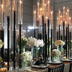 Black 8 Heads Candle Holders Set, Wedding Party Table Centerpieces, Geometric Candelabra for Event Decor