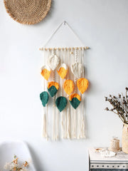 Multicolor Leaves Tapestry Boho Hand Woven Macrame With Wooden Beads Crafts Wall Hanging Nordic Home Decoration Mother Day Gift