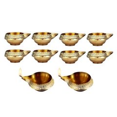 Alloy Metal Oil Lamp 10 Pcs Kuber Diya For Diwali Decoration Traditional For Diya Vilakku For Puja Pooja In India