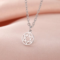 Teamer Israel Map Star of David Pendant Necklace for Women Men Jewish Stainless Steel Necklace Ethnic National Jewelry Wholesale