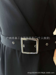 Women’s Elegant Long Sleeve Belted Pocket Dress