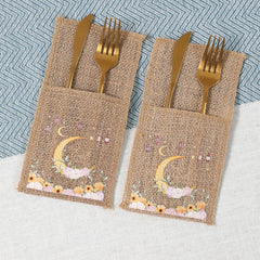 Ramadan Decor Cutlery Holders Burlap Knife Fork Bag for Eid Mubarak Decoration 2025 Islamic Muslim Party Eid Al Adha Gifts