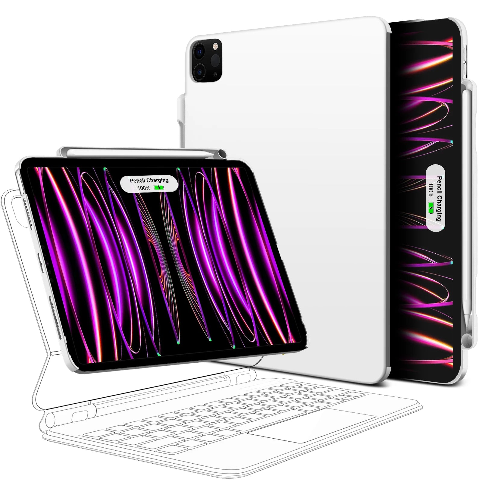 GOOJODOQ Magnetic Case for iPad Pro 11 13 2024 M4 Air 6 Air 4/5 iPad Pro 12.9 Magic Keyboard Compatible Case Pencil Holder