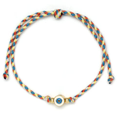 Lucky Eye Adjustable Colorful Braided Rope Bracelet Turkish Evil Eye Bead Copper Zircon Charm Bracelet for Women Men Jewelry