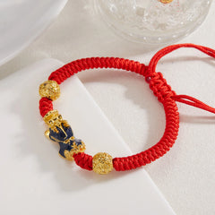 Chinese Fengshui Bracelet Pi Xiu Pi Yao Attract Wealth Health Good Luck Wristband Adjustable Red Black Rope Chain Charm Bracelet