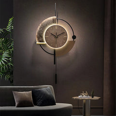 Modern Art Large Wall Clock With Pendulum Creative Voice-Activated Glow Silent Clocks Living Room Kitchen Office Room Decor Gift