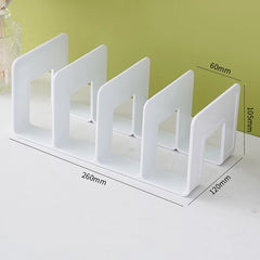 4-Grid Bookends Stand – Desktop Bookshelf Organizer Rack Office Furniture