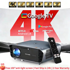 4000 ANSI 4K UHD Video Projector Android 14 Google TV Daytime Native 1080P Wifi Auto Focus Tof Home Theater Beamer For Movie