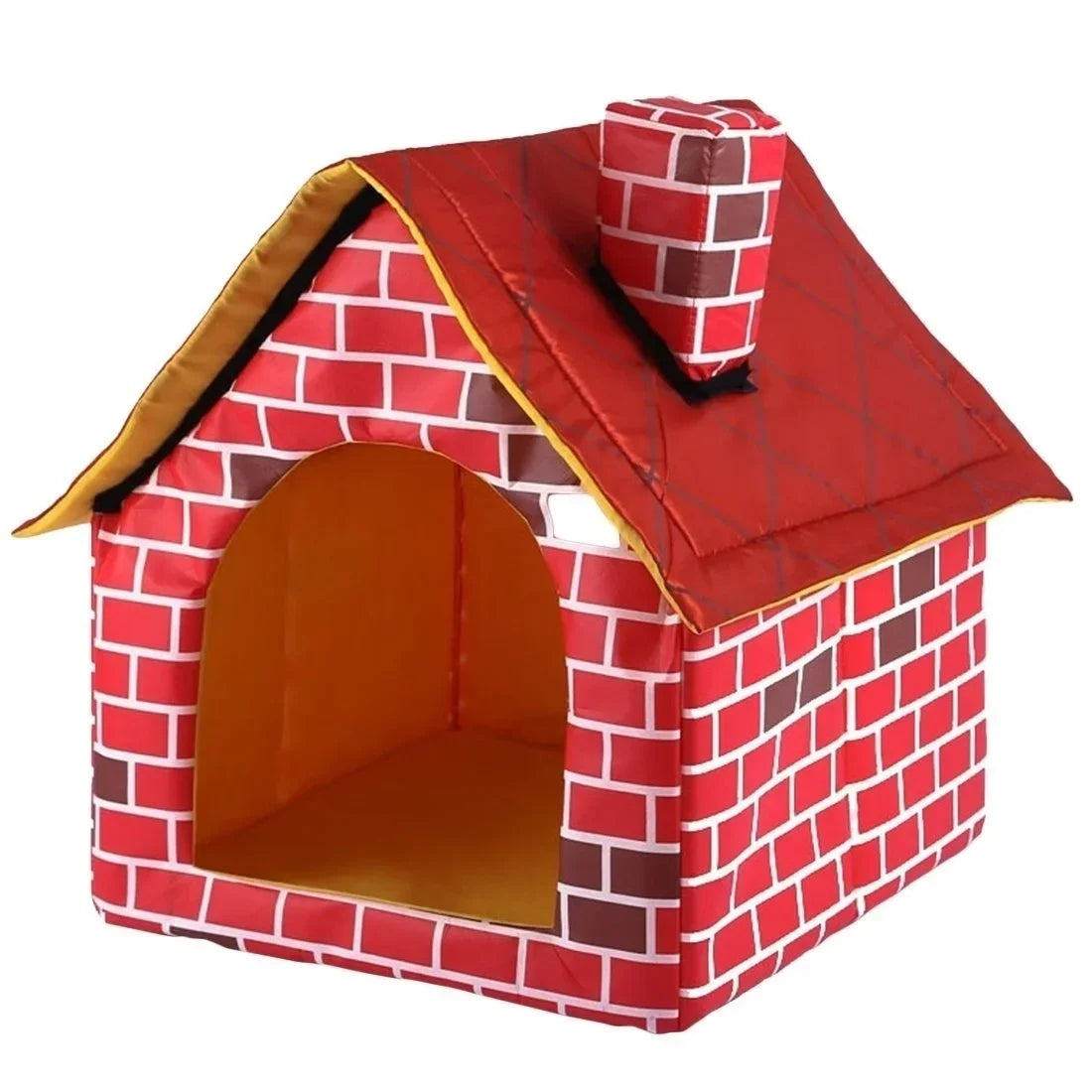 Foldable Kennel Small Dog Cat Kennel Warm and Comfortable Portable Brick Wall Style Pet Dog House Cat Bed Pet Shop