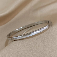 Fashion Smooth Stainless Steel Cuff Bangles Bracelets for Women Men New 4mm Gold Plated Stackable Waterproof Charm Jewelry
