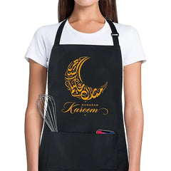 1pcs Ramadan Mubarak Eid Mubarak Bismillah theme kitchen apron, creative home decoration products for Ramadan holiday celebratio