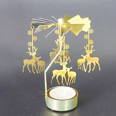 Gold Silver Candlesticks Rotating Romantic Rotation Spinning Carrousel Tea Light Candle Holder Dinner Wedding Bar Party